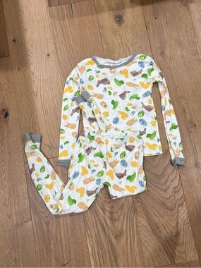 Burt’s Bees Kids Easter White Rabbit Print Pajama Set with Gray Trim